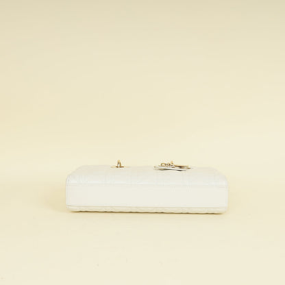Christian Dior Latte White Lady D-Joy Cannage Medium Bag