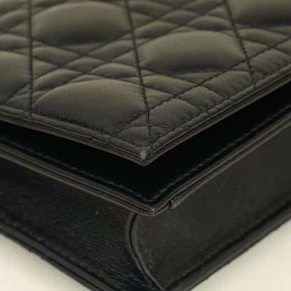 Christian Dior Black Lady Dior Convertible Chain Clutch