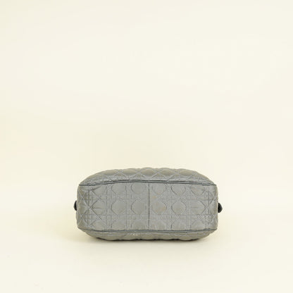 Christian Dior Grey Cannage Quilted Lady Boston Bag