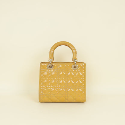 Christian Dior Yellow Lady Dior Medium Bag