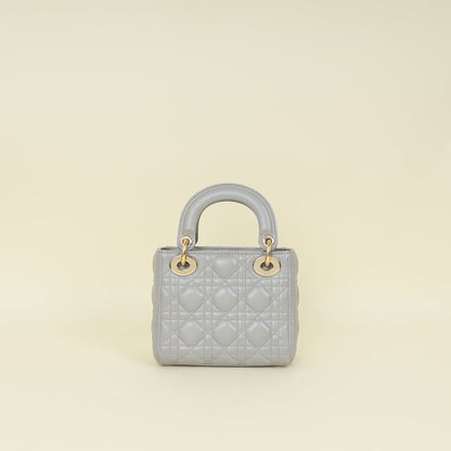 Christian Dior Grey Lady Dior Mini Chain Bag