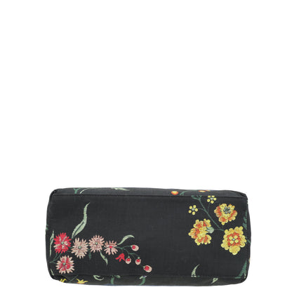 Christian Dior Black Multicolor Petites Fleurs Print Diortravel Nomad Medium Pouch