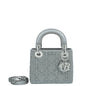 Christian Dior Grey Satin Strass Cannage Lady Dior Mini Bag