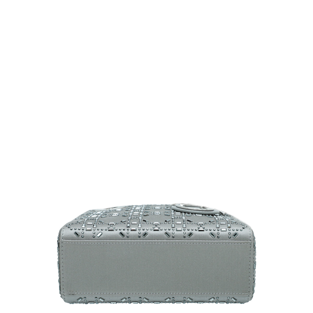 Christian Dior Grey Satin Strass Cannage Lady Dior Mini Bag