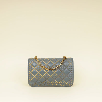 Christian Dior Bluish Grey Cannage Studded Dioraddict Flap Bag