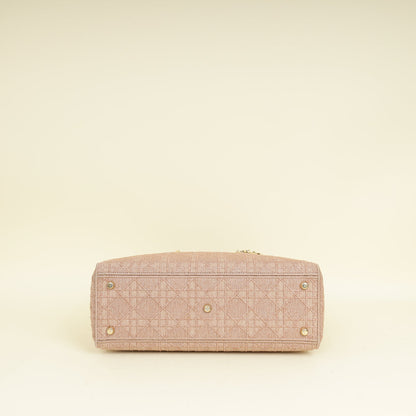 Christian Dior Pink Embroidered Lady D-Lite Large Bag