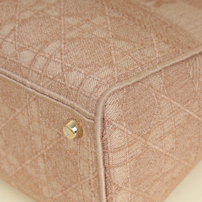 Christian Dior Pink Embroidered Lady D-Lite Large Bag
