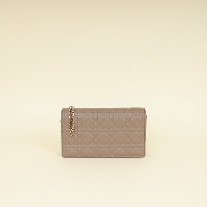 Christian Dior Etoupe Lady Dior Chain Pouch