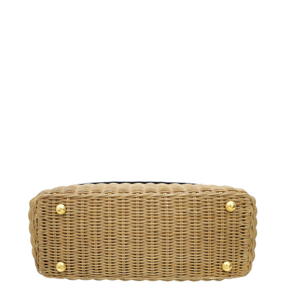 Christian Dior Bicolor Oblique Jacquard Wicker Basket Bag