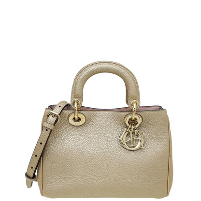 Christian Dior Metallic Champagne Diorissimo Mini Tote Bag