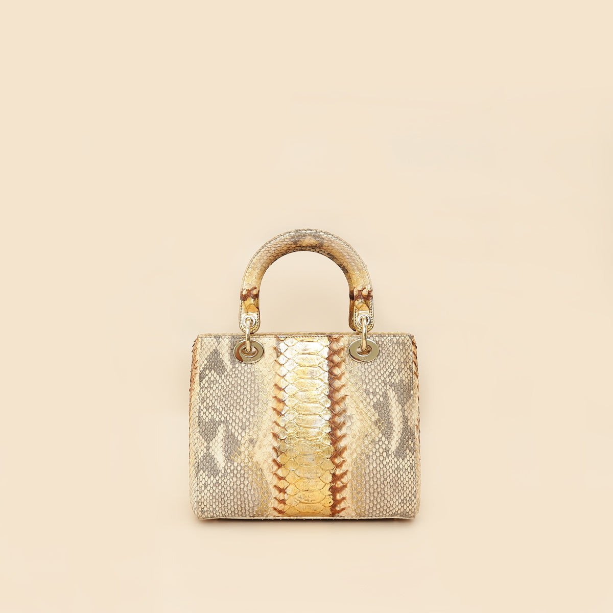 Christian Dior Bicolor Metallic Python Lady Dior Medium Bag