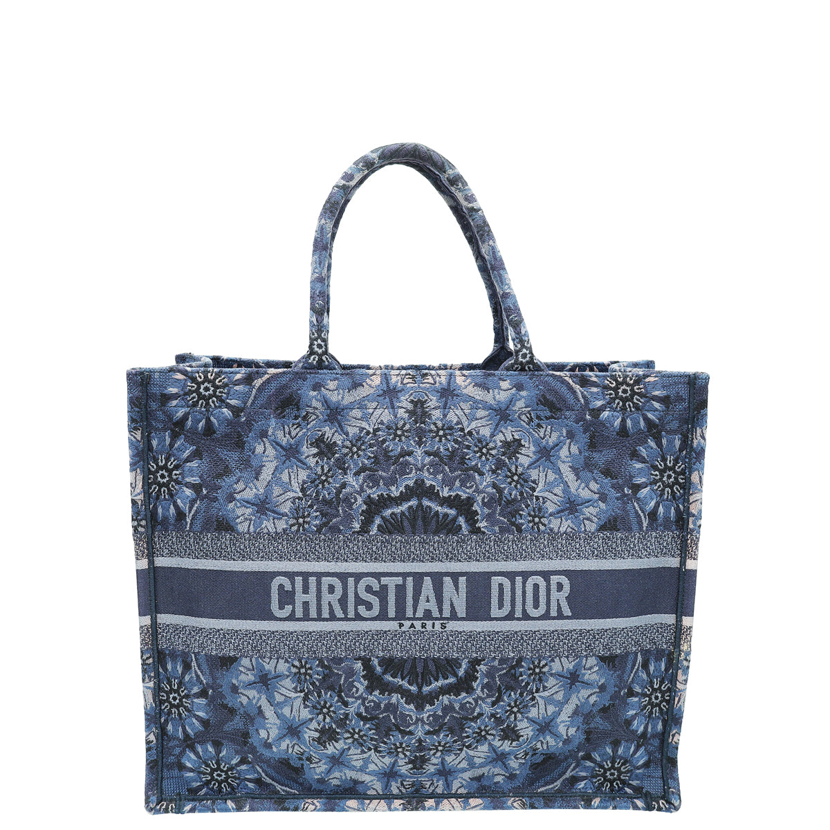 Christian Dior Navy Blue Book Tote Kaleidiorscopic Embroidered Large Bag