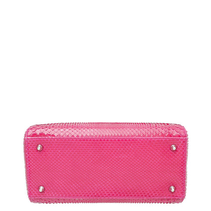 Christian Dior Fuchsia Python Lady Dior Medium Bag