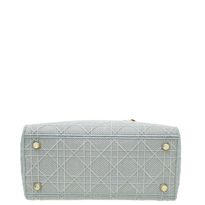 Christian Dior Grey Lady D-Lite Cannage Embroidery Medium Bag