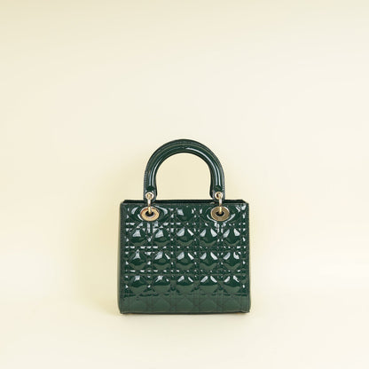 Christian Dior Emerald Green Lady Dior Medium Bag