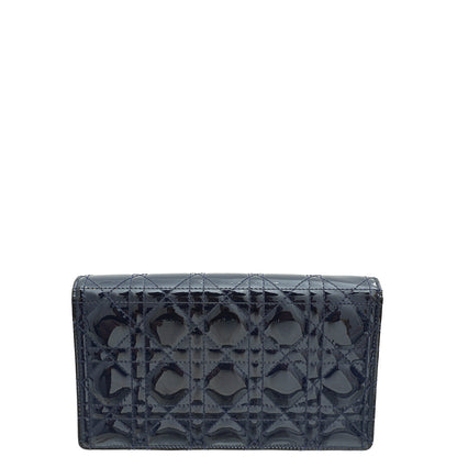 Christian Dior Indigo Blue Lady Dior Pouch With Chain