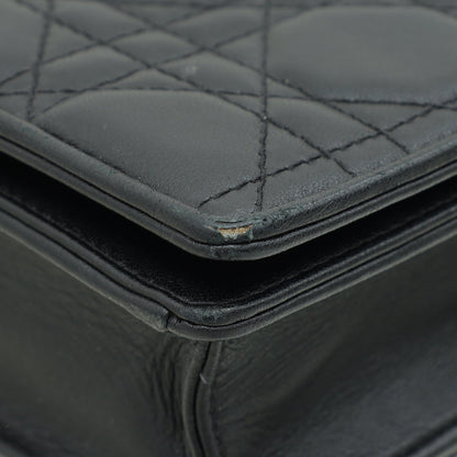 Christian Dior Black Lady Dior Pouch With Chain
