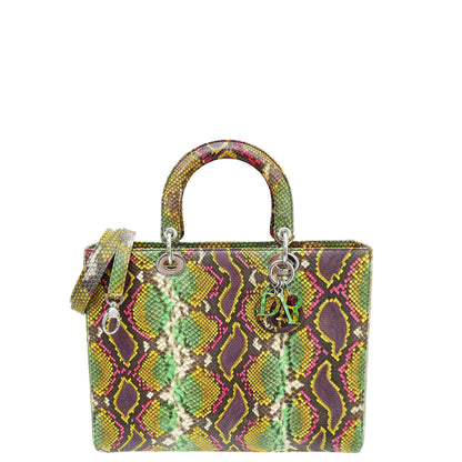 Christian Dior Multicolor Python Lady Dior Ltd Ed Defile Ete 2014 Large Bag