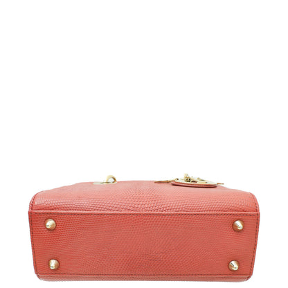 Christian Dior Old Rose Lizard Lady Dior Small Bag