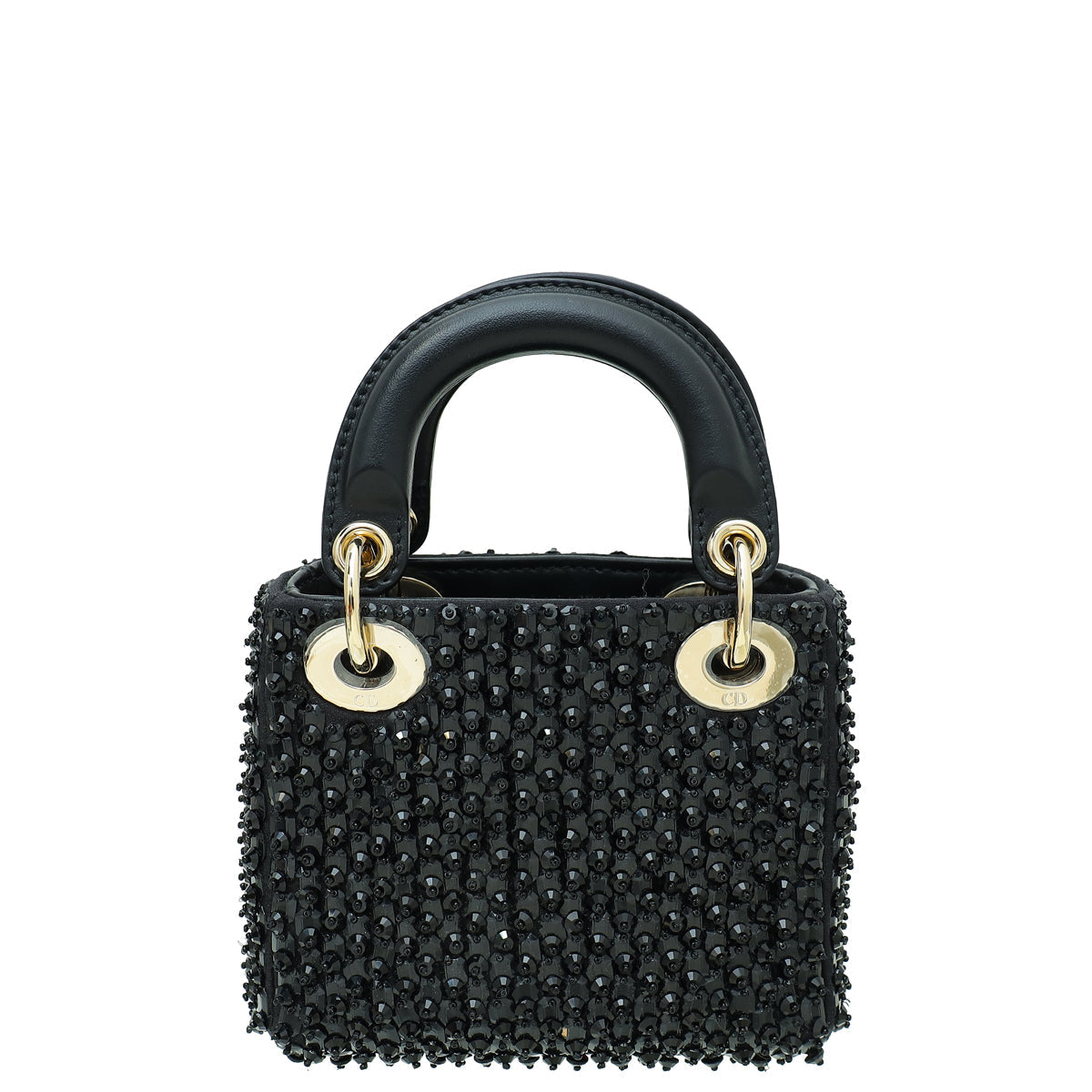 Christian Dior Black Lady Dior Micro Mirrors Beads And Strass Bag