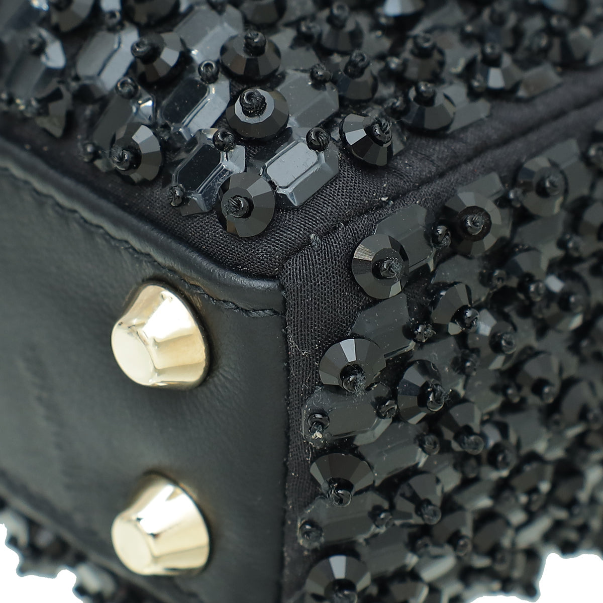 Christian Dior Black Lady Dior Micro Mirrors Beads And Strass Bag