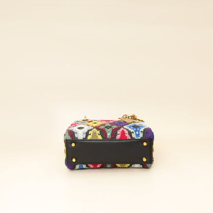 Christian Dior Multicolor Lady Dior Mini Embroidered Bag