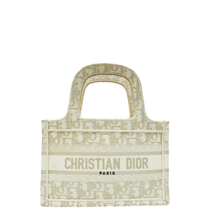 Christian Dior Bicolor Metallic Oblique Book Tote Mini Bag