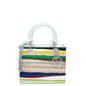 Christian Dior White Multicolor Lady Dior Art Technical Fabric Acrylic Pvc Medium Bag