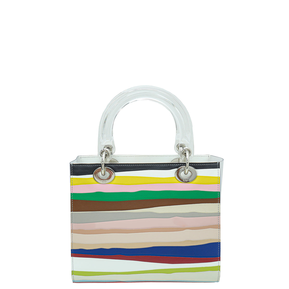 Christian Dior White Multicolor Lady Dior Art Technical Fabric Acrylic Pvc Medium Bag