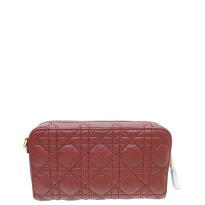 Christian Dior Burgundy Caro Double Pouch Bag