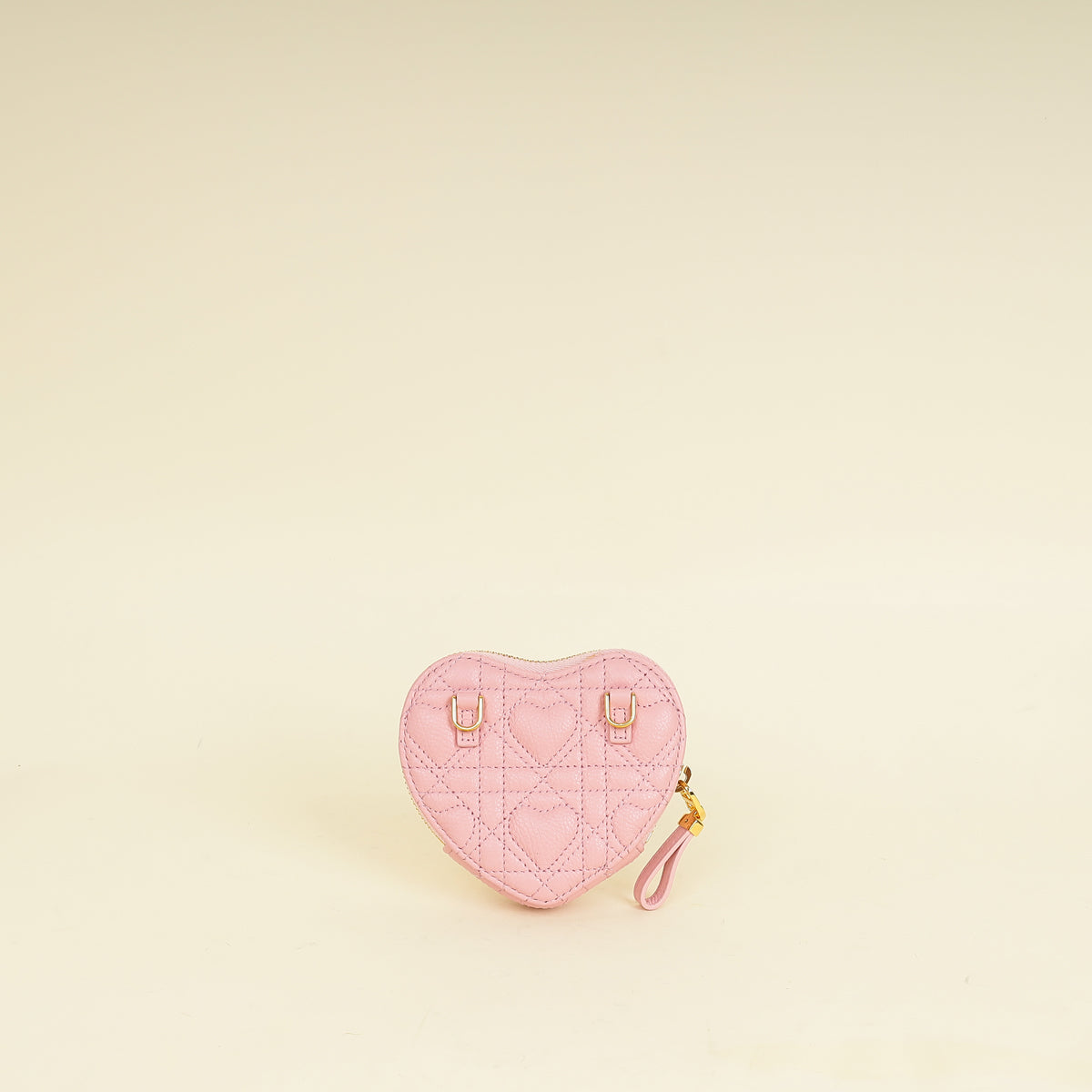 Christian Dior Pale Pink Dioramour Dior Caro Heart Pouch With Chain