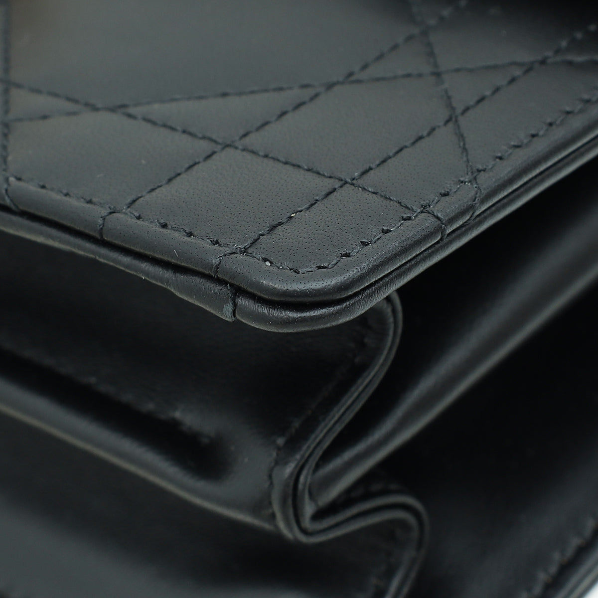 Christian Dior Black Ange Macrocannage Medium Top Handle Bag