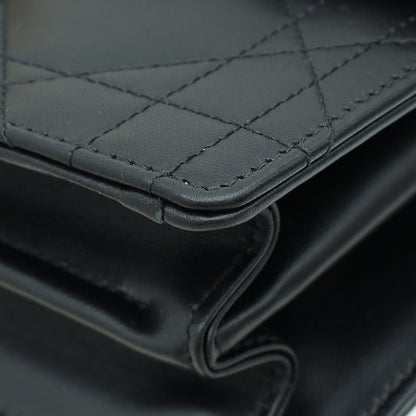 Christian Dior Black Ange Macrocannage Medium Top Handle Bag