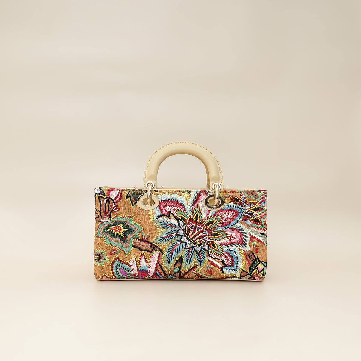 Christian Dior Multicolor Lady D-Joy Medium Raffai Albero Della Vita Embroidery Bag