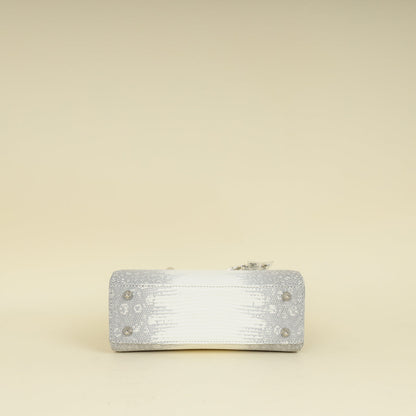 Christian Dior White Ombre Lizard Lady Dior Small Bag