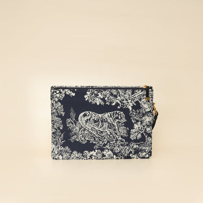 Christian Dior Bicolor Toile De Jouy Reverse Saddle Pouch