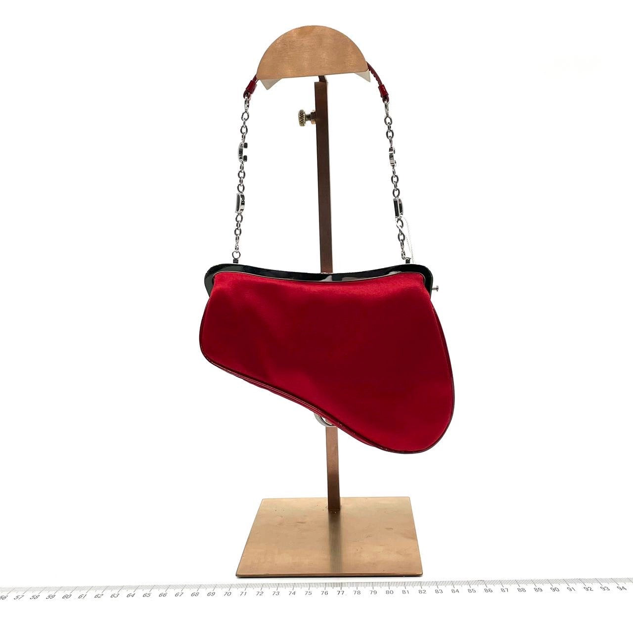 Dior Saddle Classic Clutch Mini Red Silk Satin