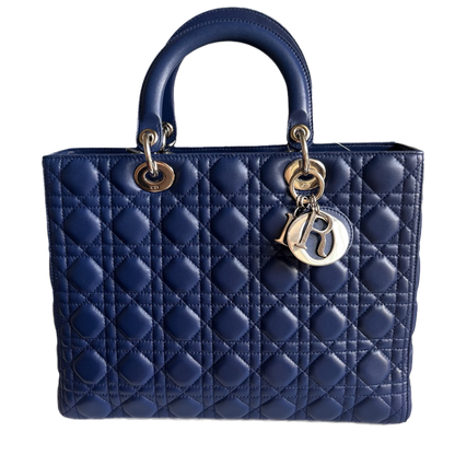 Lady Dior Large Bag Navy Lambskin Cannage Leather