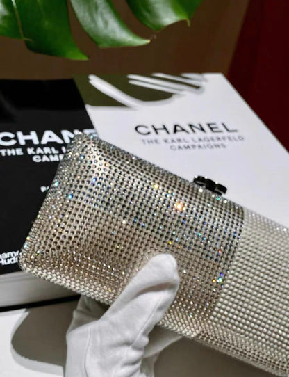 Chanel Metallized Lambskin Embellished With Strass Paris-Dallas Clutch