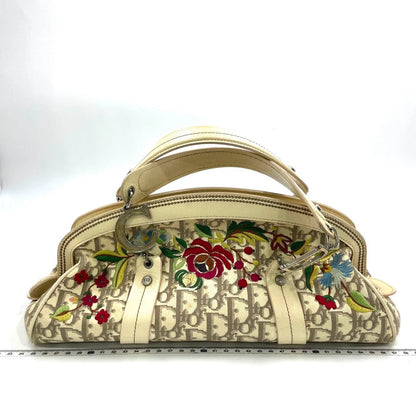 Dior Embroidered Diorissimo Bowler Bag Top White Monogram