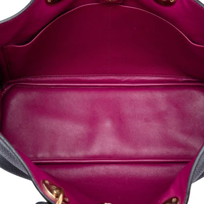 Black Dior Medium Pebbled Calfskin Diorissimo Satchel