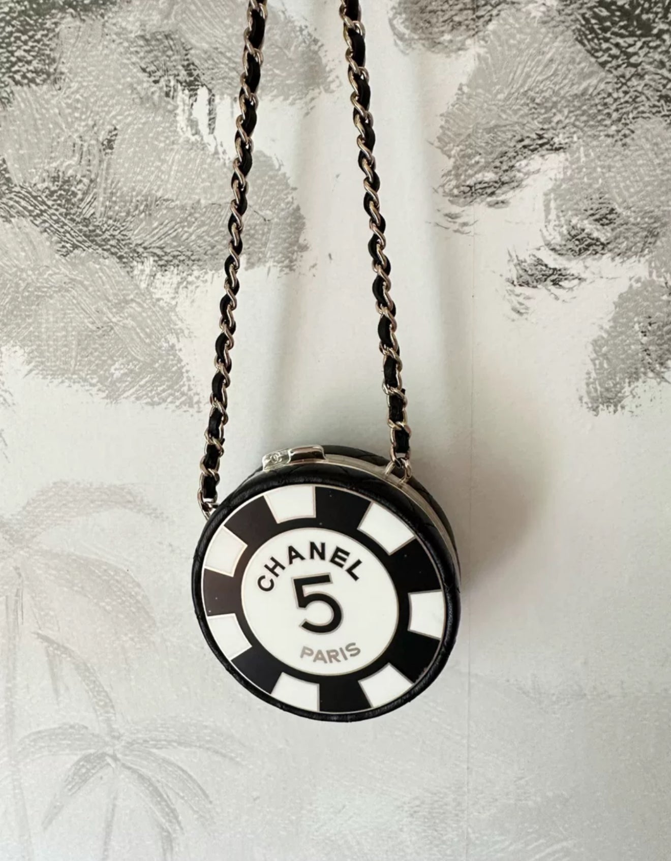 Chanel 23S Black White Clutch With Chain