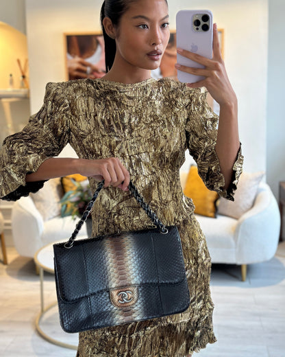 Chanel Flap Classic Leather Black Brown Shoulder Bag Style