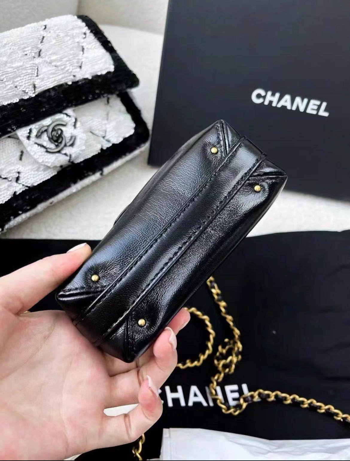 Chanel 24A Black Shiny Lambskin Cocodoc Mini Bag