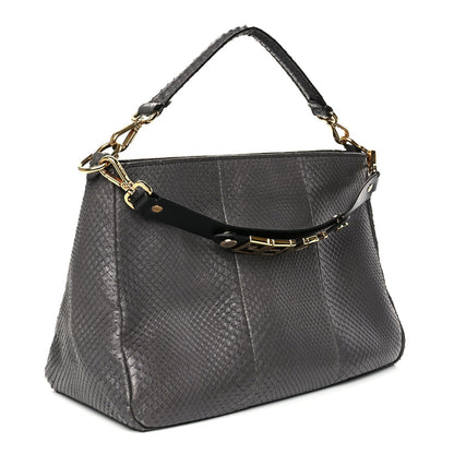 Fendi Snakeskin O'Lock Zipper Black