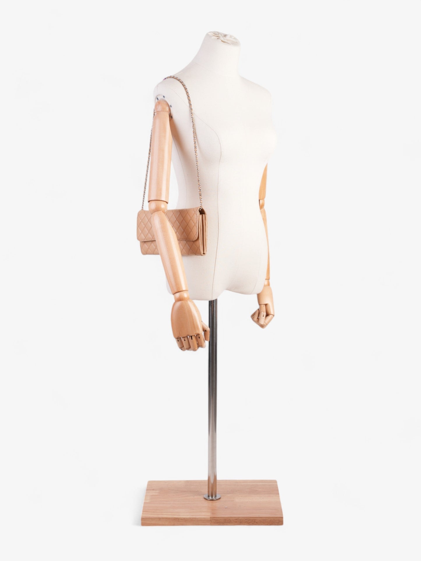 Chanel East West Wallet On Chain Beige Leather