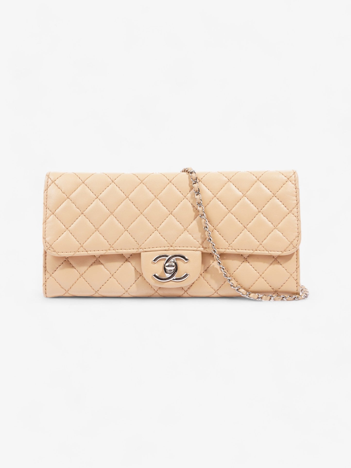 Chanel East West Wallet On Chain Beige Leather
