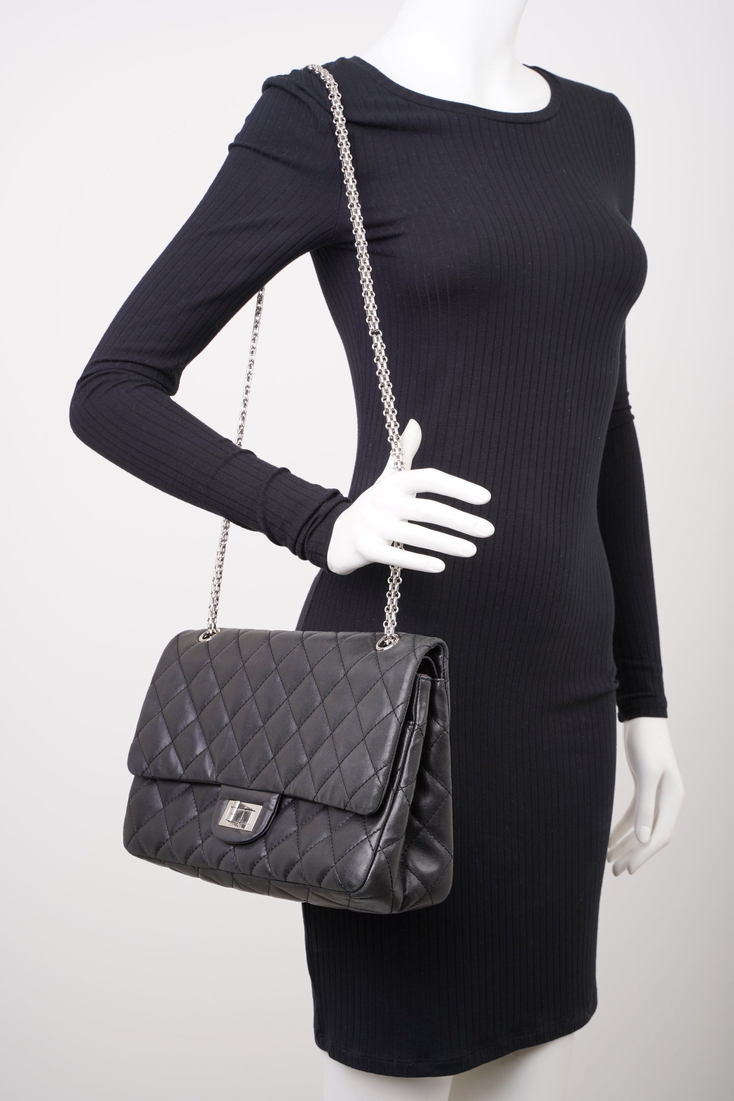 Chanel 2 55 Reissue Flap Black Calfskin Leather