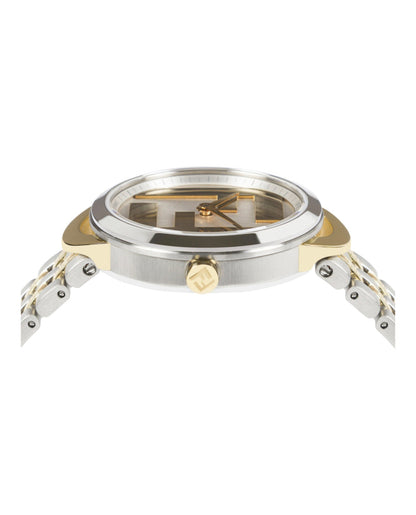 Fendi Womens Two Tone 30mm Bracelet Fashion Watch