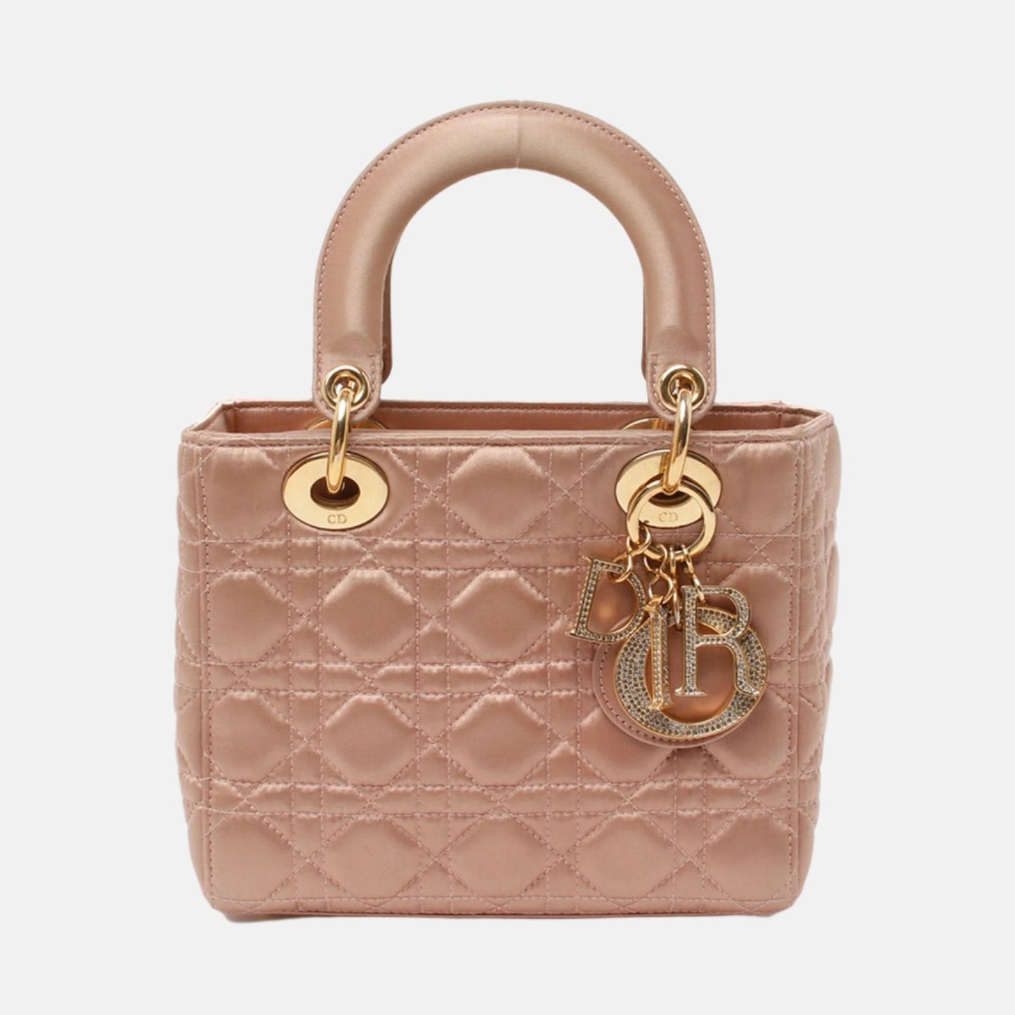 Lady Dior Small My AbcDior Beige Silk Handbag Crystal Charms